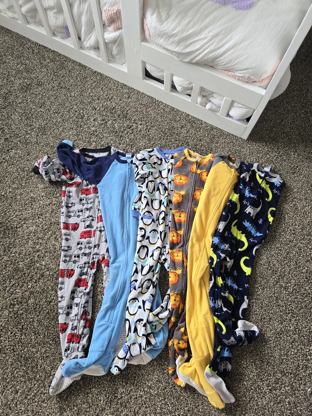 Lot Of 6 Boys Size 5t Fleece Footed Pajamas
